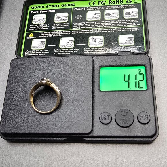 VTG Sterling Silver Vermeil Diamond Wave Band Ring Size 7 Cluster Signed - Picture 10 of 11